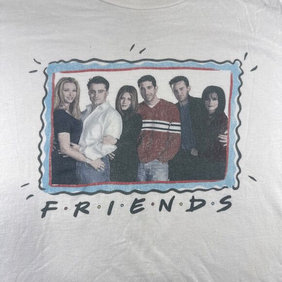 Vintage Y2K FRIENDS T-Shirt Adult L White Short Sleeve Tee TV Show - Picture 2 of 7